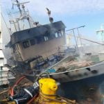 ship on fire at durban harbour