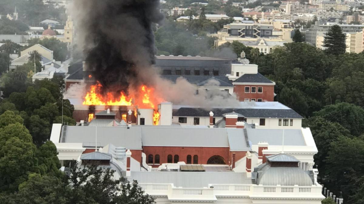 Parliament Building in Cape Town is on Fire