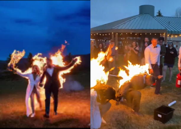 couple set themselves on fire during their wedding